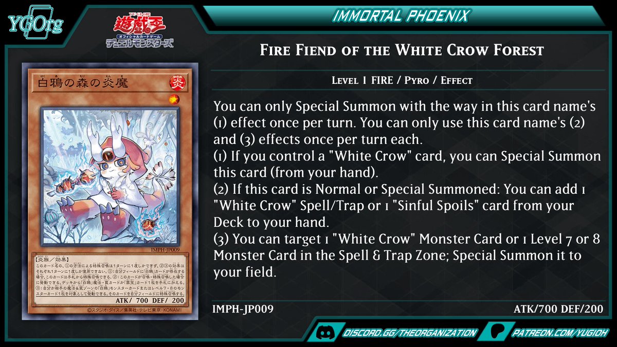 ygorganization's tweet photo. ◆ Immortal Phoenix ◆
She's back!
#yugioh #遊戯王 https://t.co/ebuYL1Pb28