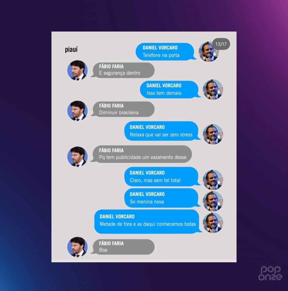 poponze's tweet photo. Troca de mensagens com Vorcaro revela que Fábio Faria, ex-ministro de Bolsonaro, teria organizado festa com mulheres e possivelmente traído a esposa, Patrícia Abravanel. https://t.co/yfgc0Nr2kB