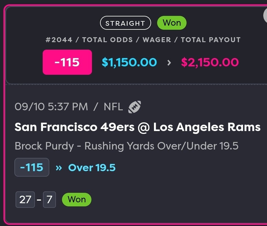 RespectedMoney's tweet photo. Although Rams sucked, it was a 🔥 start for #RespectedMoney💵  FAM in #NFL🏈 Props 😤

✅️Mike Evans O 3.5 recs💰
✅️CMC Over 4.5 recs 💰
Mevis Over 1.5 FGs ❌️
✅️Purdy Over 3.5 rush 💰
✅️Purdy Over 19.5💰

Helping #ReacuePups 🐶 &amp; Vets 🇺🇸 https://t.co/15U8Uq24Sm
