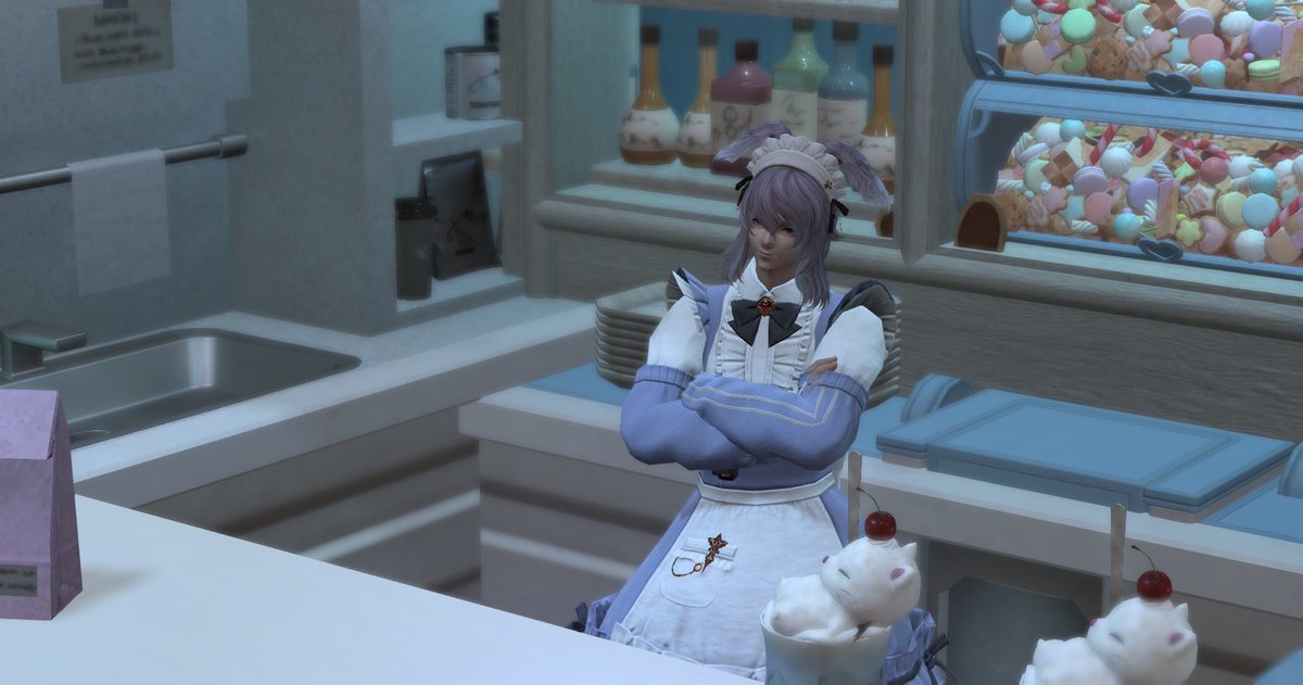 45_FF14's tweet photo. 前ジャージメイドした時エプロンドレス売ってなかったからメイド服で我慢してたんだけど、今見たら普通に売っててワロタ https://t.co/z1BVC6951T