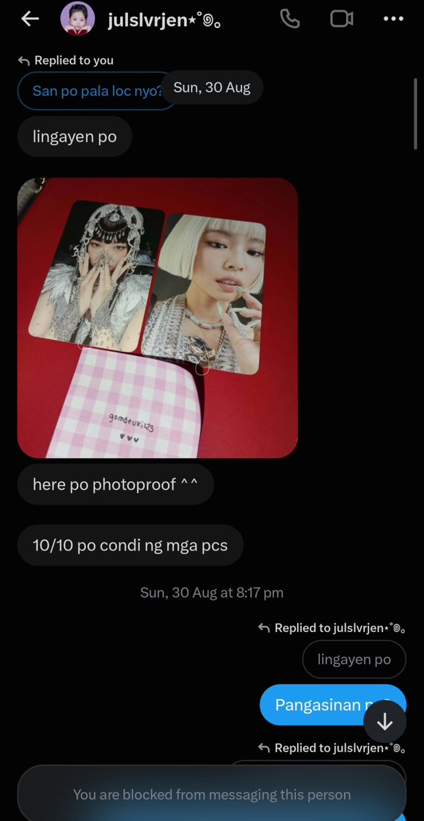 _CAIRY's tweet photo. Posting awareness ‼️Gomdeuki or Julie ann on twitter. Scammer ‼️
I got mine Jennie ruby withmuu pc for 300 and I paid today with her. After that I been blocked without any reason. Like girl? Patay gutom kaba? Nagpapakilala ka sa halagang 300 pesos? 😭 https://t.co/dqXr8pY7W8
