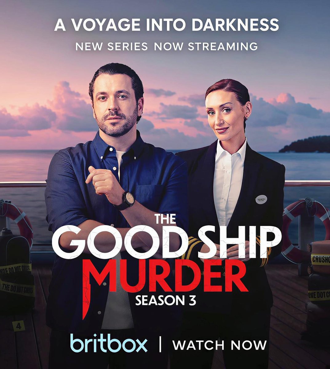 Senam09's tweet photo. The Good Ship Murder Season 3 is now on BritBox. As the luxury cruise sets sail again, Jack and Kate face suspicious deaths, hidden motives, and unexpected twists before the killer escapes. https://t.co/QJycOQgmG1