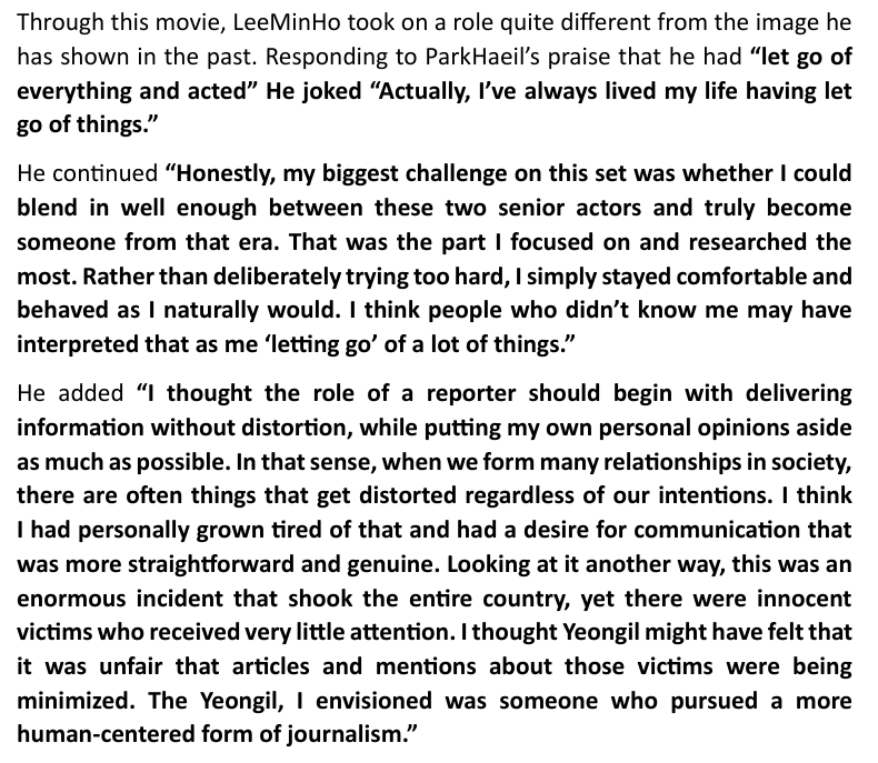 forlmhonly's tweet photo. LeeMinHo spoke about his transformation as an actor through Assassins and his plans to take on new challenges in the future.

Interview (1) - rough translation

https://t.co/EHM2EOzleV https://t.co/pAuuUqcLXx