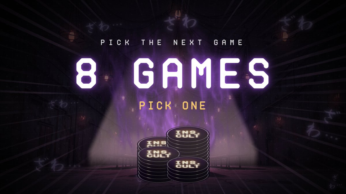 insertculthere's tweet photo. vote for the next RW-Play game. 8 finalists

top 3 go to us, we pick one and say why. 5M CULT to the pitcher and 500K to random voter

polls and pitches below. 3 days. https://t.co/ygUuixHkWk