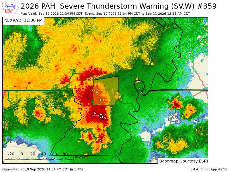 TriStateAlert's tweet photo. PAH issues Severe Thunderstorm Warning [wind: 60 MPH (RADAR INDICATED), hail: <1.00 IN (RADAR INDICATED)] for New Madrid [MO] till 12:15 AM CDT https://t.co/CcuSKoWEq0 https://t.co/rAeiUBej7F