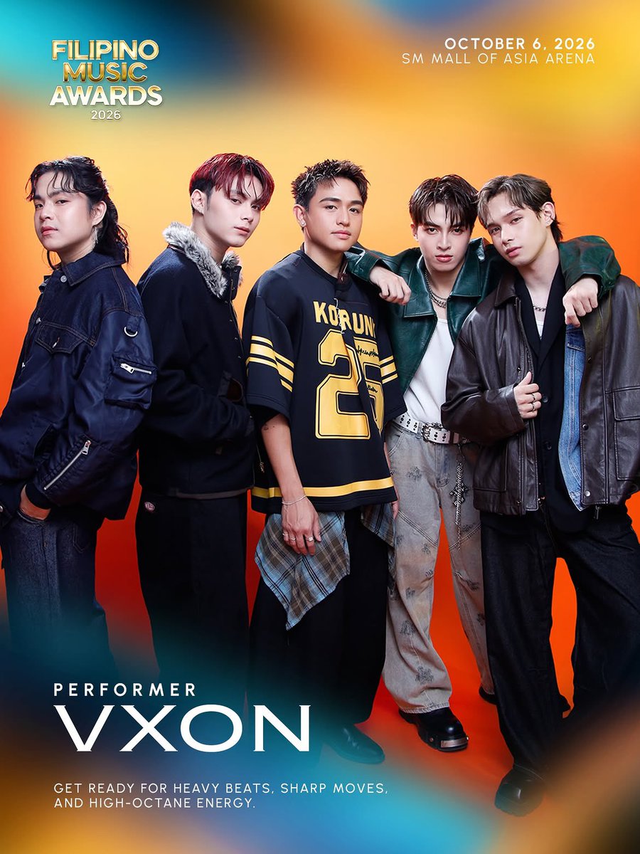 cornerstone_ofc's tweet photo. The Monsters of P-Pop, VXON, are ready to bring their undeniable presence to the Filipino Music Awards 2026 stage this October 6 at the Mall of Asia Arena. 💥

📷: The Filipino Music Awards

#VXON #CornerstoneArtist https://t.co/hTYP7FvIoo