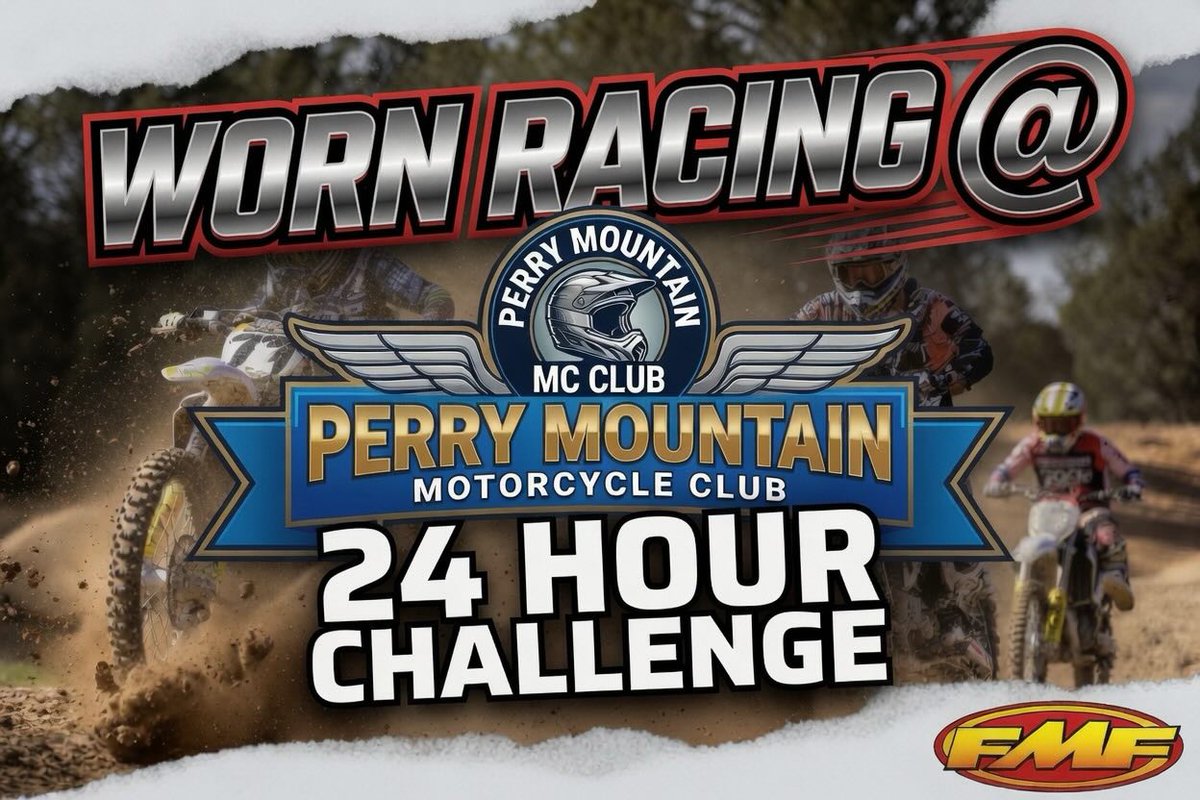 ClaudSabata's tweet photo. WORN TAKES ON “THE CHALLENGE”

Perry Mountain MC Club 24 Hour Challenge
June 6–7, 2026
Perry Mountain MC Club, Plantersville, Alabama

WORN/FMF Racing 6X Man Teams

Expert: Wesley Thompson, Kyle Dangler, Tucker Vaughn, Raley Messer, Luke Robinson, https://t.co/4xcxIg5Kx4
