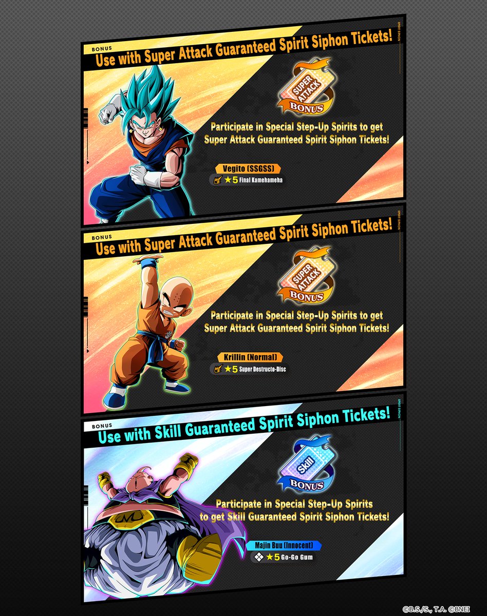 DBTB_EN's tweet photo. /／
Special Step Up Spirits Now On!
\＼
Use Guaranteed Summon Tickets from Special Step-Up Spirits to draw from this exclusive summon!

Super Attacks:
・Final Kamehameha
・Super Destructo-Disc

Skill:
・Go-Go Gum

Period: 9/11~9/25 05:59 UTC(Sched.) https://t.co/i17xzlwCk7