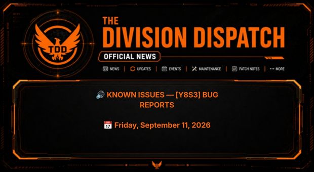 SHDdispatch's tweet photo. 🔊 KNOWN ISSUES — RED HORIZON BUGS
Two confirmed bugs hit Retaliation Anniversary resets & Classified Assignment progress. Upvote both to push a fix.
Full breakdown on our Facebook page & Discord 👇
@TheDivisionGame #TheDivision2 #KnownIssue #BugReport #DivisionDispatch https://t.co/plky0w77Qq