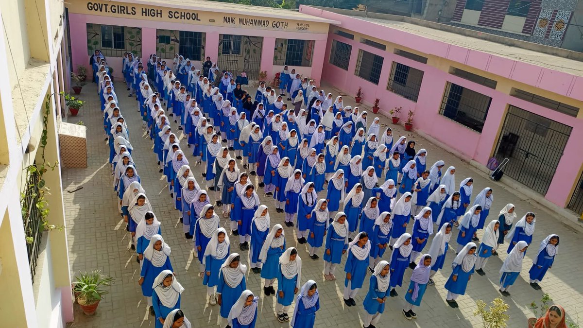 SELDGOS's tweet photo. A disciplined and positive start to the day at GGHS Naik Muhammad Goth Sharafi, Bin Qasim Town, District Malir, #Karachi, as students participate in the morning assembly with enthusiasm and confidence.
#SELD #SindhSchools #MorningAssembly #GovernmentSchools #EducationForAll #SELD
@MinisterEduGos @sardarshah1 @BBhuttoZardari @MuradAliShahPPP