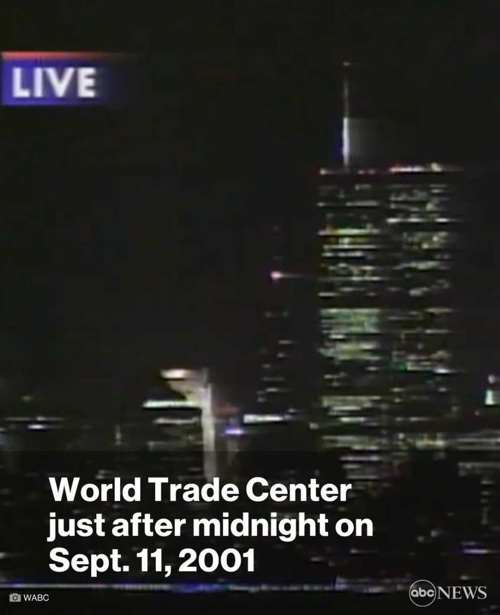 ABC's tweet photo. A final look at the World Trade Center, just after midnight on Sept. 11, 2001, from New York affiliate WABC's sign-off of their Sept. 10 news broadcast. https://t.co/fDeFGWAQ9d