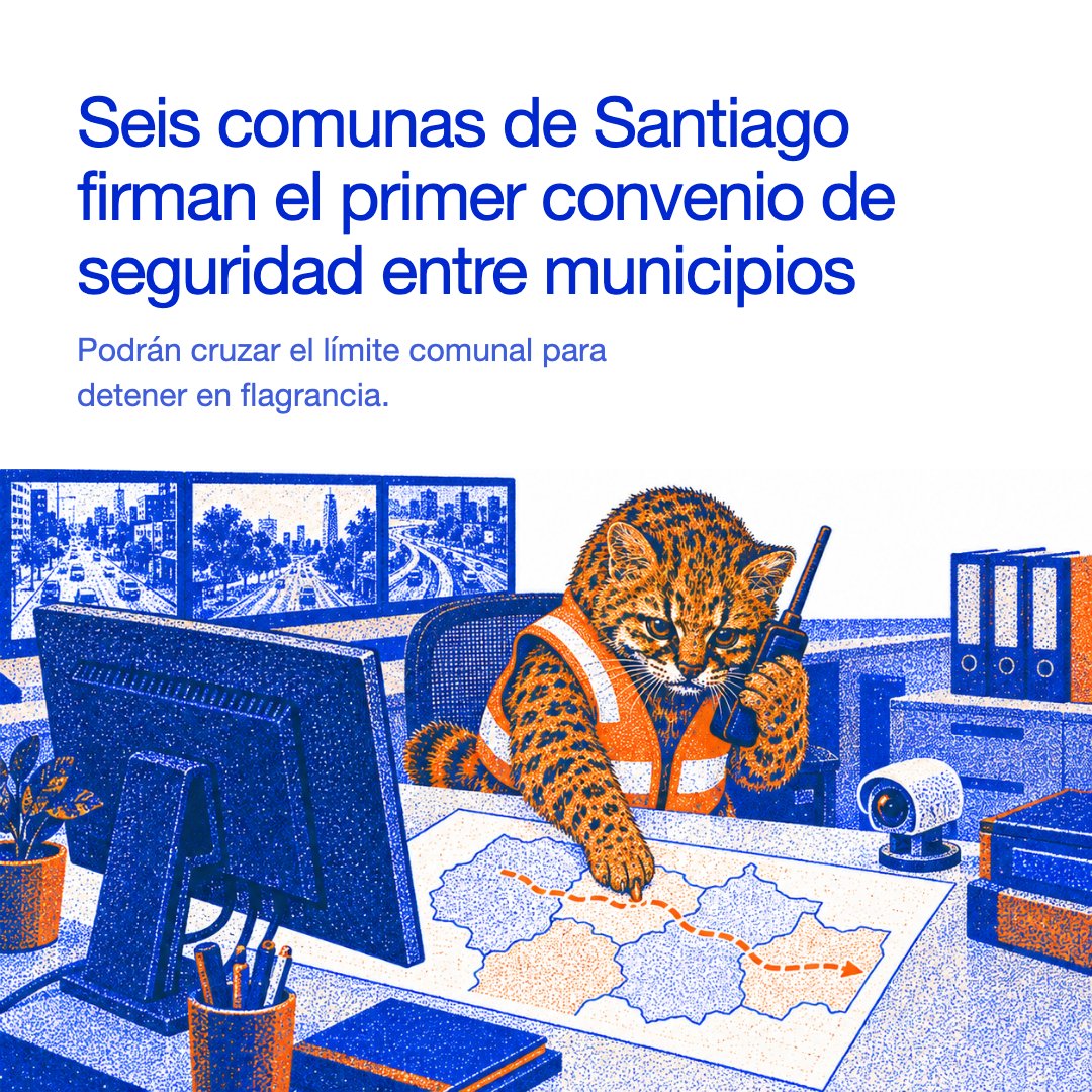 normaticacl's tweet photo. Seis comunas de Santiago firmaron el primer convenio intercomunal bajo la Ley de Seguridad Municipal: sus inspectores podrán seguir a la comuna vecina una persecución en flagrancia, solo para detener. La custodia sigue en manos de las policías.
https://t.co/4CIEhWWih2 https://t.co/kJ5omTb9Zh