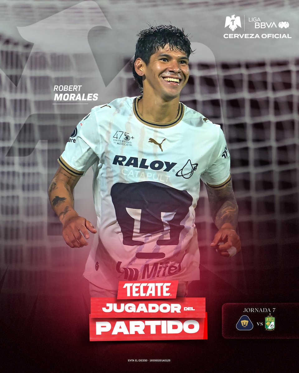 LigaBBVAMX's tweet photo. ¡La Pantera se llevó los reflectores! ✨
Robert Morales se hizo notar cuando @PumasMX lo necesitaba y los votos lo hacen el #TecateJugadorDelPartido. 🐈⬛
@CervezaTecate | #TecatePorTi | #UNAMLEO https://t.co/fM7LIbMXRK