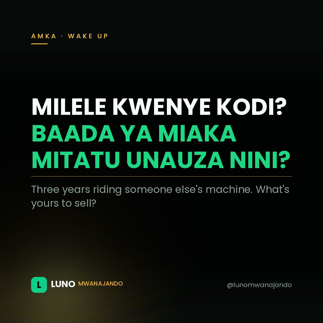 lunomwanajando's tweet photo. Miaka mitatu umelipa mamilioni kwa bodaboda ya bosi. Leo unauza nini? Hakuna. Hiyo ndiyo mitego ya kukodi milele. LUNO inarekodi malipo yako, unaona deni linavyopungua hadi uhuru. Pakua LUNO leo! #LUNO #Mwanajando https://t.co/Ng8zhAYkuZ