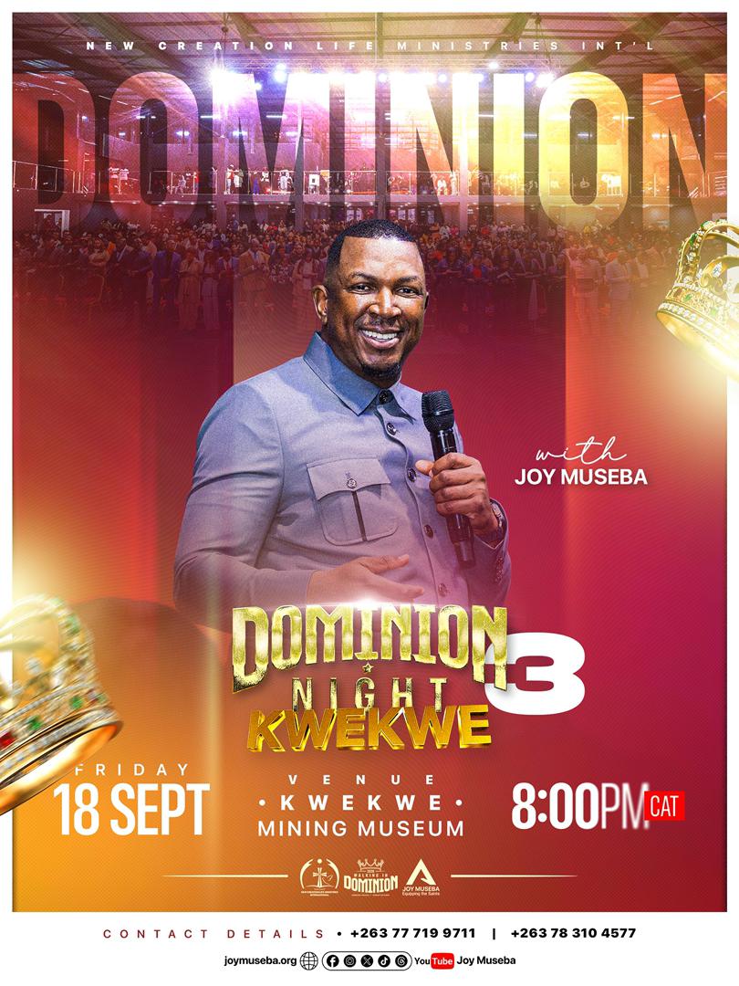 nclministries's tweet photo. 7 Days To Go 'til #DominionNight3 with #JoyMuseba
#WalkingInDominion #3rdEdition #Kwekwe
#NewCreationLifeMinistriesInternational https://t.co/V3RncW8EZv