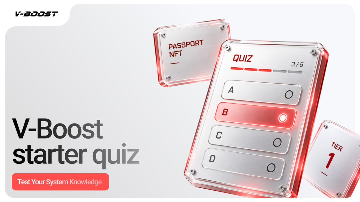 VBoostX's tweet photo. 🔥 How Well Do You Know V-Boost? 

You created your Passport NFT. You explored Tiers. Now it’s time to test your knowledge.  

Take the V-Boost Starter Quiz and check how well you understand the first steps inside the system.  

The rules are simple:
▪️ Answer the questions 
▪️ Get your result 
▪️ Compare your score with the community 
▪️ Join the leaderboard  

Quiz topics:
▪️ Passport NFT 
▪️ Tier activation 
▪️Basic system mechanics  

Top participant will receive 100 USDT after the results are announced.  

Ready to test yourself? Then mark this in your calendar:
▪️ Where the quiz will take place: https://t.co/7FlbrOqFRY (English thread) 
▪️ When the quiz will take place: September 11, 2:00 PM (UTC time)  

Take the quiz and prove your V-Boost knowledge!