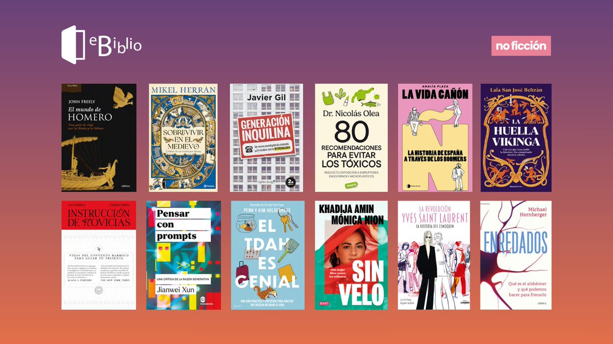 librolecturagob's tweet photo. 🤔¿Buscando lectura para el mes de septiembre? En #ebiblio las tenemos.

Te invitamos a descubrir todas estas novedades de no ficción. Estas, y muchas más, en nuestra plataforma de préstamo bibliotecario en línea #eBiblio. https://t.co/vT5Sr7H07P