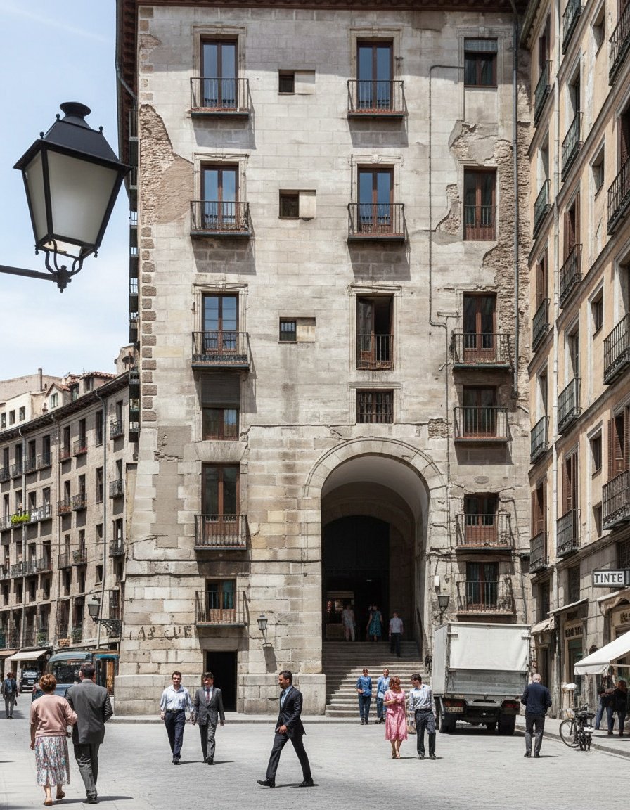 gatopormadrid's tweet photo. El Arco de Cuchilleros de Madrid en el año 1955. Coloreada. https://t.co/0ZZTvSVWX3