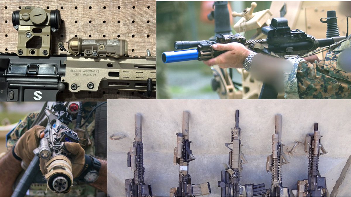 survivaljp's tweet photo. たまに話題になるMFAL（LAD/RAM）所謂レーザーデバイスの搭載位置。

完全な統計ではないのだけど、写真で見る特殊部隊オペレーターの半数くらいはサポートハンドより手前にMFALを置いているような印象。

もちろん私も手前派で、直接操作だからライザーも付けない派なんだけど。

理由の考察
・フロントヘビーの解消

・サポートハンドの位置がどこであれ精密な射撃ができる（手前に置いて、使うときは直接操作）。そのときIRは干渉しないように握ればいい

・ライトは影が出来るから前に置く
　→ライトまではハンドガードと一緒に握り込めるがMFALまで同居すると、カービン、SBRのCクランプではスペースに余裕がなくて邪魔

・使用頻度や優先順位が低い

・小型化で本体ボタンで直接操作するようになった
　→本体直接なら手は影にならない

などかなぁ？

唯一、いまざっと確認できた中ではUSSS CATだけはみんな先端に置いていた。
NGALの人もそうだったけど、MAWLも多いみたいだから操作系が先端に集中することに合理性があるのかも。

#サバゲー #NGAL #レーザーデバイス