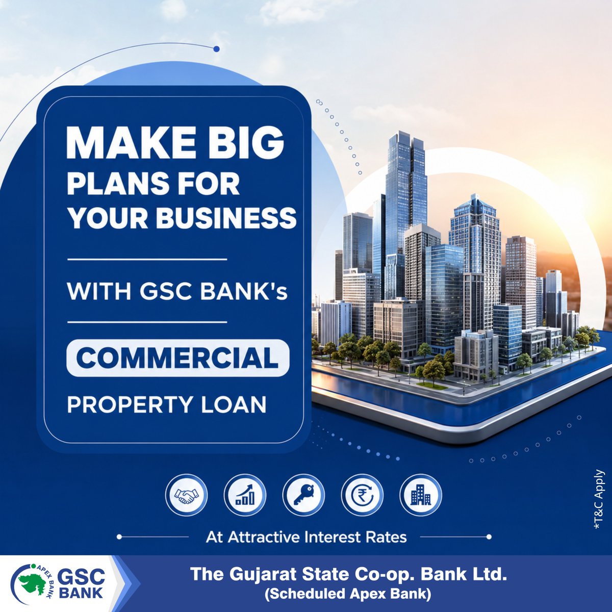GSCBank's tweet photo. Make Big Plans for Your Business with GSC BANK's Commercial Property Loan.
Get Your Commercial Property Loan Now at Attractive Rate of Interest!
#GSCB #Securebanking #commercial #commercialproperty #Loan #EasyInstallments #loanapproval #loanservices #VisitYourNearestBranch https://t.co/73KXj3C9XX