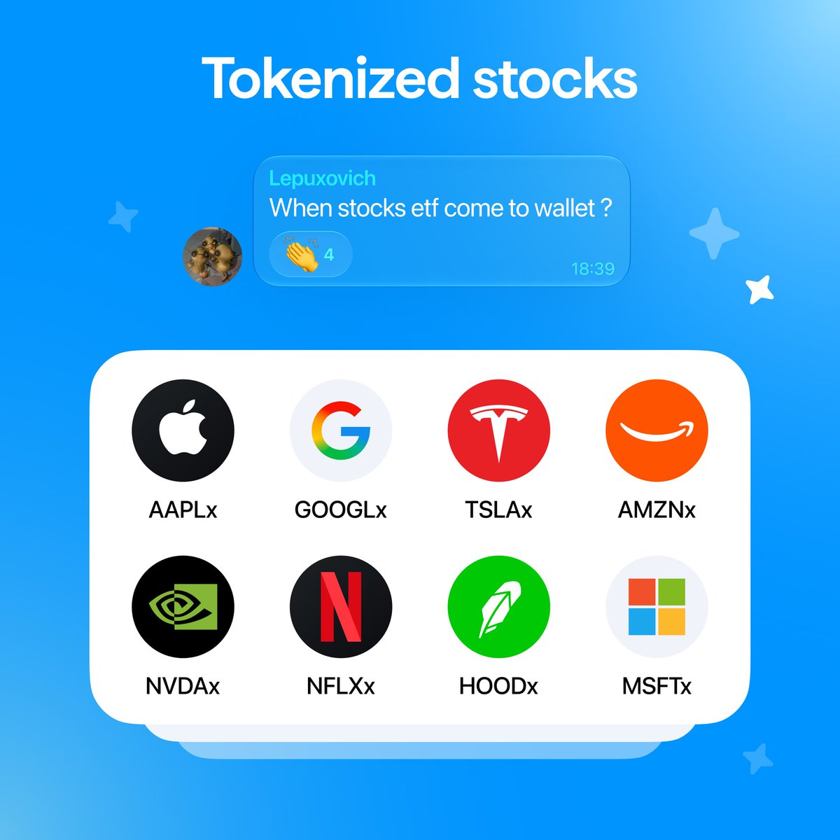 walt_io's tweet photo. 5 years of Wallet: a product shaped by your ideas

We work inside one of the world's largest messengers, and staying connected to our community helps set the direction of the product. We ask questions, read your comments, and turn them into real features. That's how Wallet works.

We turned your requests into reality:
— Wanted to trade price movement → Perpetuals with up to 50x leverage
— Wanted to earn on your balance → Earn programs
— Wanted tokenized stocks → xStocks: Apple, Nvidia, Tesla and more

Today, on our fifth birthday, we're turning to you again.

Share your idea for a new feature or direction for Wallet. It can be anything: a new asset, a small interface improvement, a trading tool, or an entirely new path. The more thought-out and specific, the more it will stand out to us.

The team will pick the 3 best ideas. Each of the three winning ideas gets 500 USDT.

All the details in our Telegram 👇 https://t.co/QGDOcy9aXA