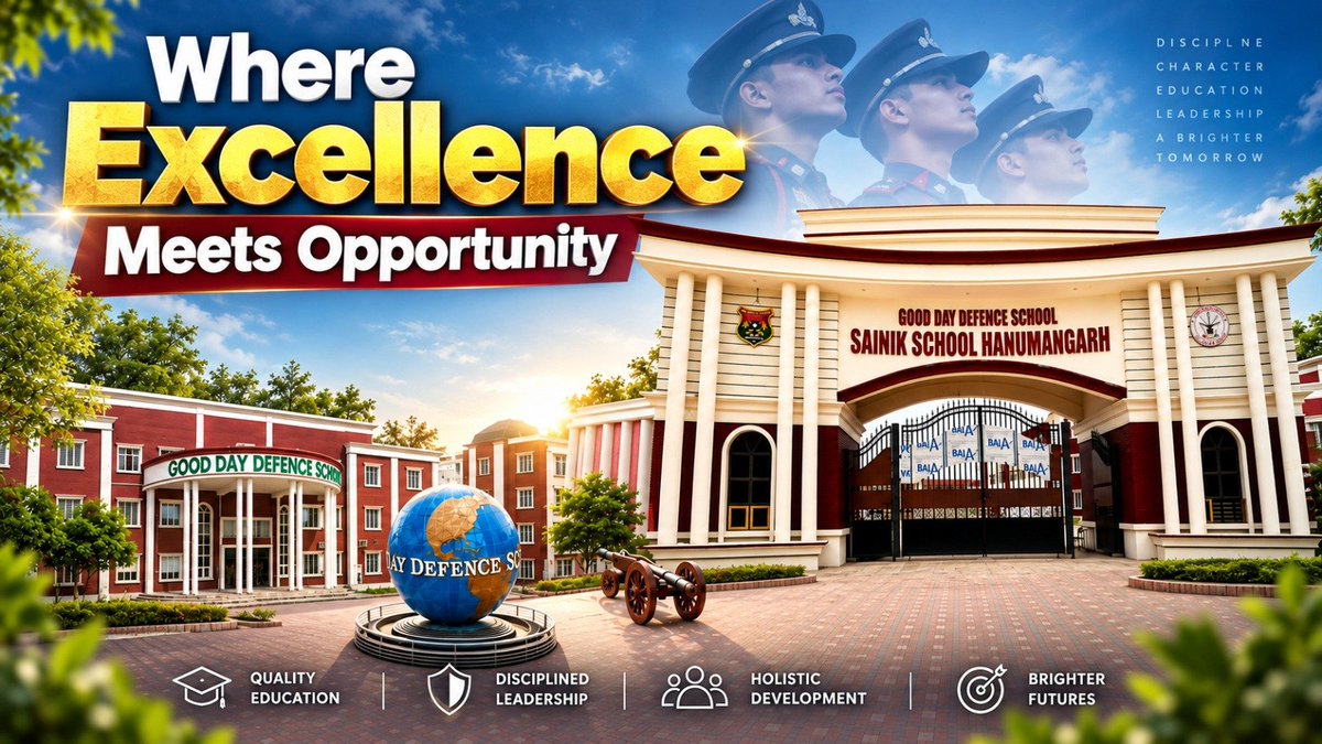 gooddaydefences's tweet photo. Where Excellence Meets Opportunity.

Building young minds with quality education, disciplined leadership &amp; holistic development for a brighter tomorrow. 

Hanumangarh
📞 9220110460 

#GoodDayDefenceSchool #NewSainikSchool #QualityEducation #Leadership #Hanumangarh https://t.co/gdXo7NaKX9