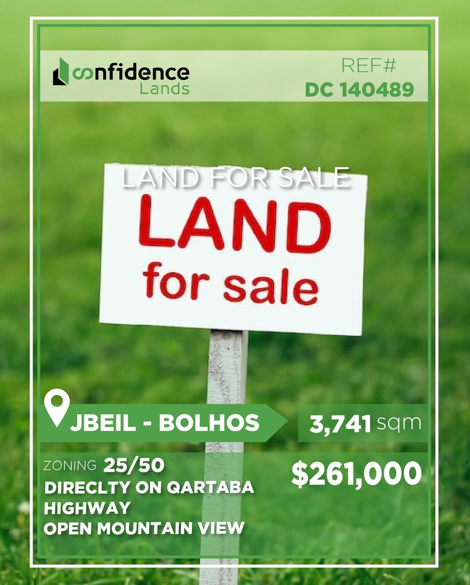 confidence_cre's tweet photo. Asking price 261,000$ + 2.5% commission
3,751 SQM | Zoning 25/50 | Direct Qartaba Highway Access | Panoramic Mountain Views
For more information, contact us at 71000850
REF#DC140489
#LandForSale #LandForSaleLebanon #Bolhos #Jbeil
#CONFIDC
J https://t.co/DCfSfp232Q