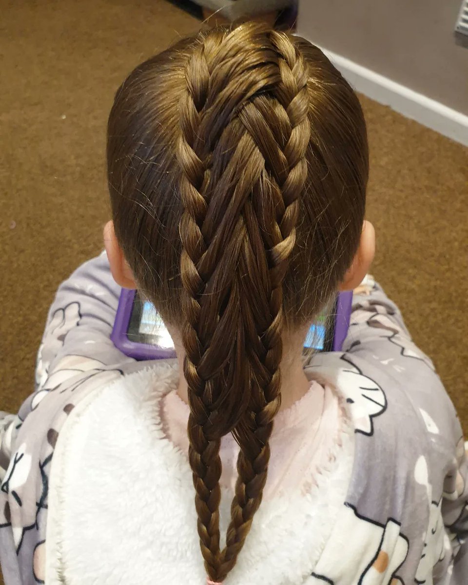 PenneyStopa's tweet photo. A style we did a long time ago, inspired by another_braid. I finished by braiding all the way down. I love jazzing up a boring ponytail. Missy is counting down to her birthday. https://t.co/vgsoMH9xuP