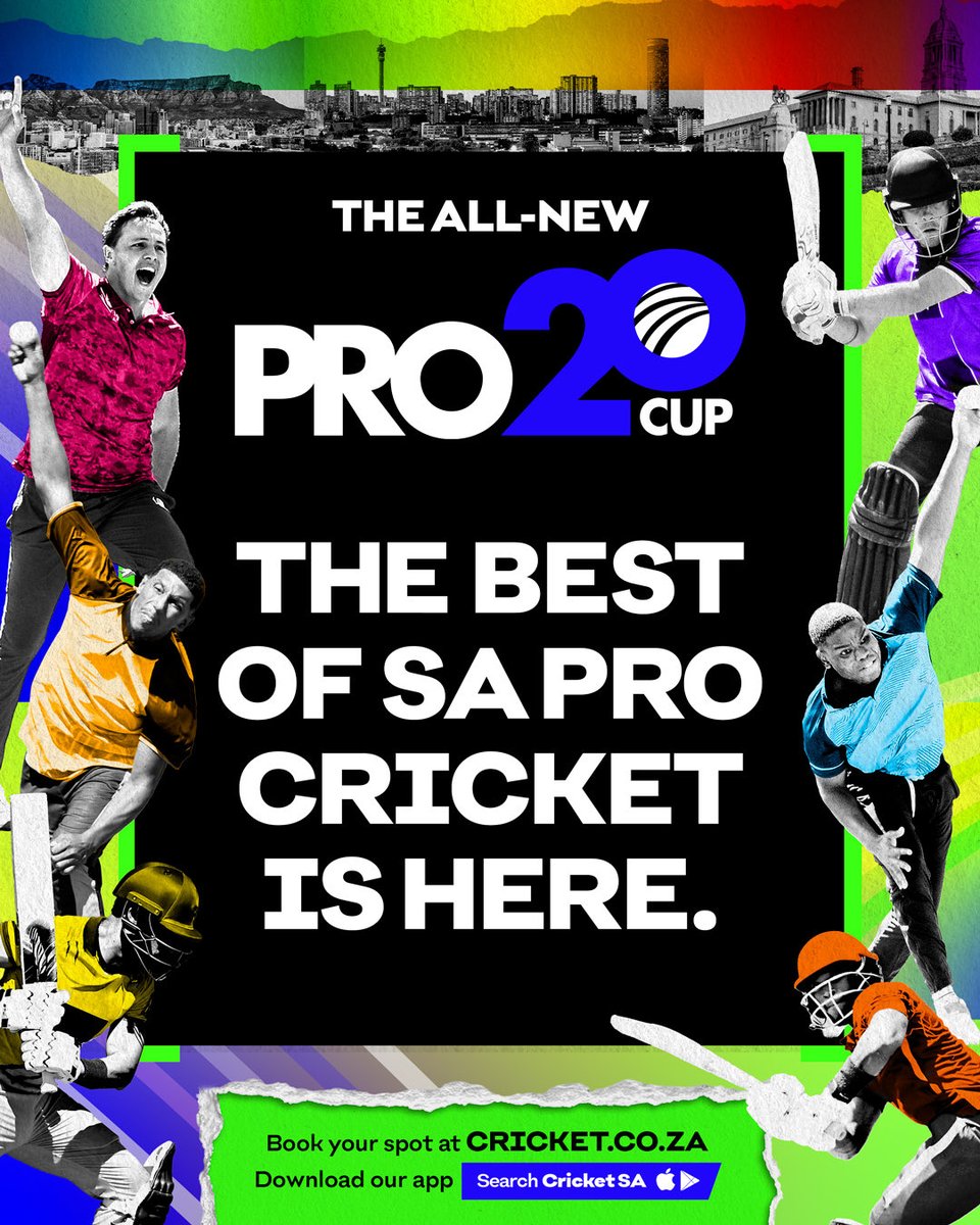 DomesticCSA's tweet photo. WHERE THE BEST COLLIDE!
The inaugural #Pro20Cup is here! π
16 teams. 9 provinces. 25 Sep - 14 Nov 2026 ποΈ
A brand-new chapter for the SA cricketing landscape.
Who will rise to the top and be crowned the first-ever #Pro20Cup champions? π
#Pro20Cup #DCSA https://t.co/axBF3yPlv2