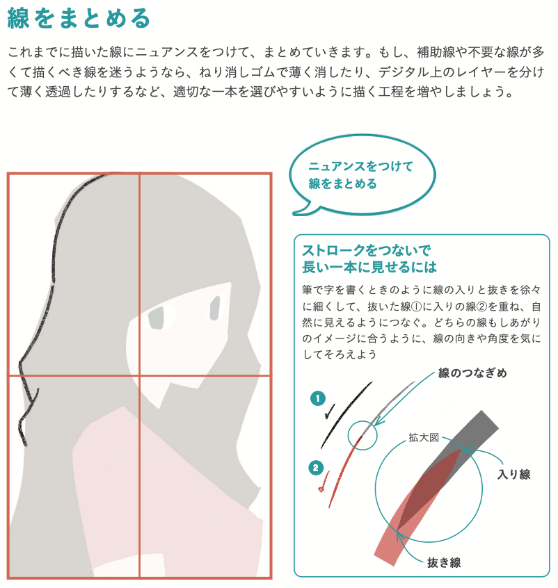 animesijyuku's tweet photo. 線の描き方まとめ！！
・長いストロークを練習する
・入り抜きをつけて一本の線に見せる
・単調、平行な形を避ける

※画像は「アニメ私塾流 最強3ステップでラクラク顔・バストアップ作画術」より抜粋 https://t.co/3EpwHojDQv