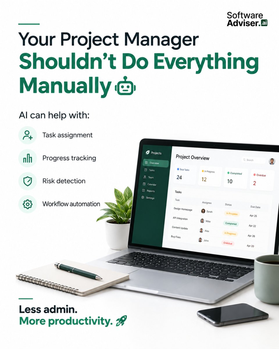 SoftAdviserAI's tweet photo. AI can take repetitive project management tasks off your team’s plate. 🤖

Less admin. More productivity. 🚀

Best AI Project Management Software in USA (2026) – Compare Top Tools &amp; Pricing

#AIProjectManagement #ProjectManagement #AIAutomation #Productivity #SoftwareAdviser https://t.co/ChzpOnq3aG