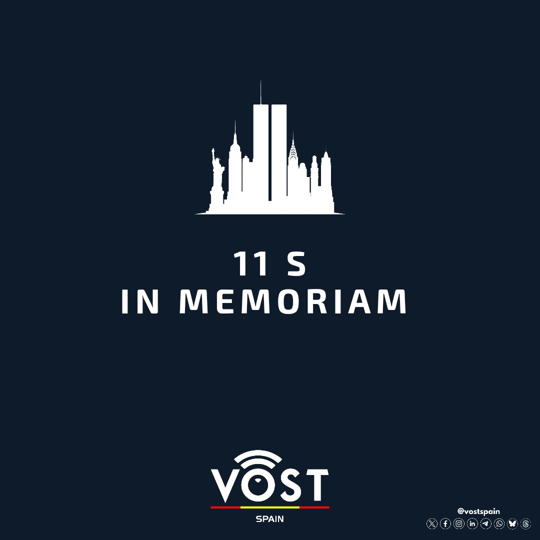 vostSPAIN's tweet photo. #11S #InMemoriam

🕯️ Hoy se cumplen 25 años del 11S. Recordamos a las 2.977 víctimas y, de forma especial, a los 343 bomberos, 23 policías y 37 agentes de la Autoridad Portuaria que murieron en acto de servicio. Que nunca vuelva a ocurrir. https://t.co/PNMtrVcCxH