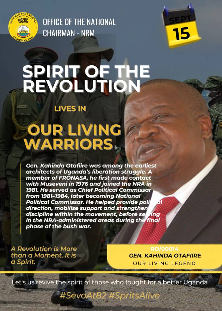 MrSwifti's tweet photo. Gen.@otafiire_k: From FRONASA in 1976 to Chief Political Commissar during the bush war, he mobilised support, maintained political direction & guided NRA-administered zones toward victory.
@jkmuhwezi @Thomas_Tayebwa @ObothOboth @mkainerugaba
#SevoAt82 #SpritAlive https://t.co/CN284Zr9O4