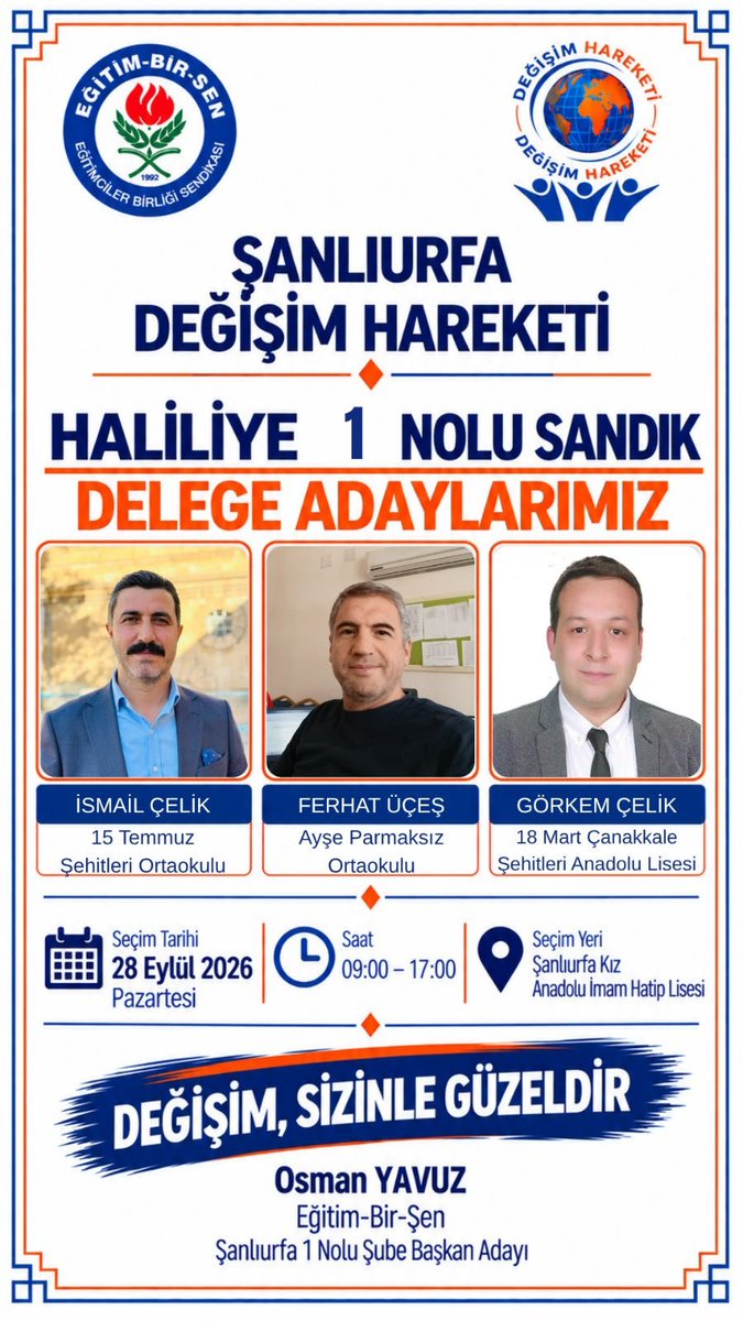 Osman_Yavuz63's tweet photo. Şanlıurfa'mızın Kalbi Haliliye'ye TAZE KAN KADROSU...

Dostluğun, Muhabbetin ve Güvenin Kadrosu! 
Sizin Kadronuz!.. 

Şimdi Değişim Zamanı!.. 

Hayırlı olsun!.. 

@EgitimBirSen @_aliyalcin_ @mesutoner45 https://t.co/j3Ms131vKz