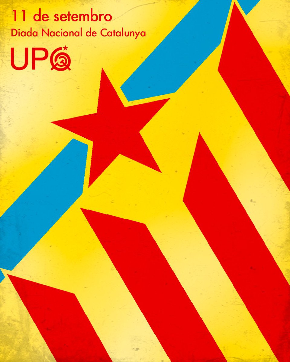GalizaUPG's tweet photo. Saudamos ao pobo catalán no seu día nacional.

El nostre suport als qui un nou 11 de setembre a Catalunya surten al carrer, reivindicant el dret que té tot poble a construir un estat sobirà.
Visca Catalunya Lliure! https://t.co/7Dnxcb2NNK