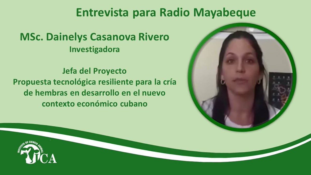 ICACuba's tweet photo. Próximamente, por Radio Mayabeque, la MSc. Dainelys Casanova Rivero, investigadora del Instituto de Ciencia Animal de Mayabeque, Cuba, nos hablará de su proyecto sobre cría de hembras en desarrollo.
#Cuba #ICACuba #ciencia #Proyecto #Mayabeque #RadioMayabeque @CubaMES https://t.co/AFZnRJhvmk