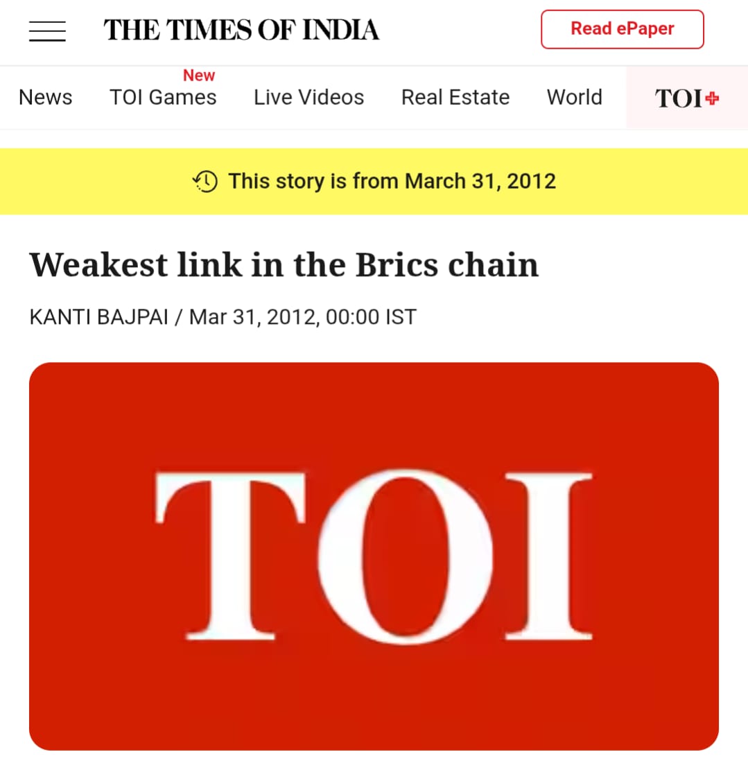 AnoopKaippalli's tweet photo. This was the legacy of the UPA era: India was labeled the "weakest link" in BRICS and was on the verge of being replaced by Indonesia.

Fast forward to today: India is hosting and driving the BRICS agenda with absolute authority.

No wonder the "Naraz Fufa" gang can't digest our global rise and keeps spouting nonsense!