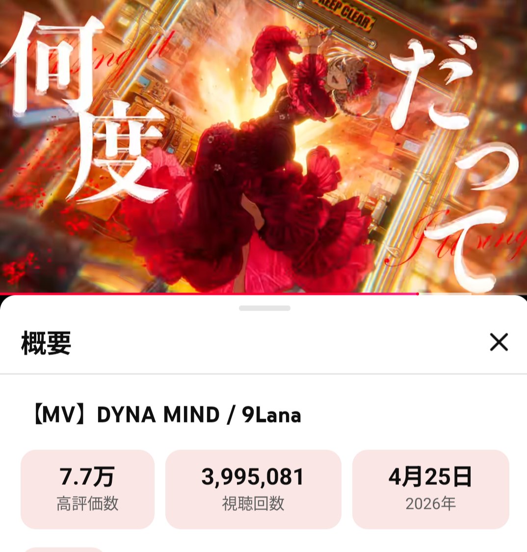 9LanaLove9's tweet photo. DYNA MIND もうすぐ400万再生(º▵º*)

凄すぎる…沢山聴いてます💃 #9Lana https://t.co/wDMLUz5IsE