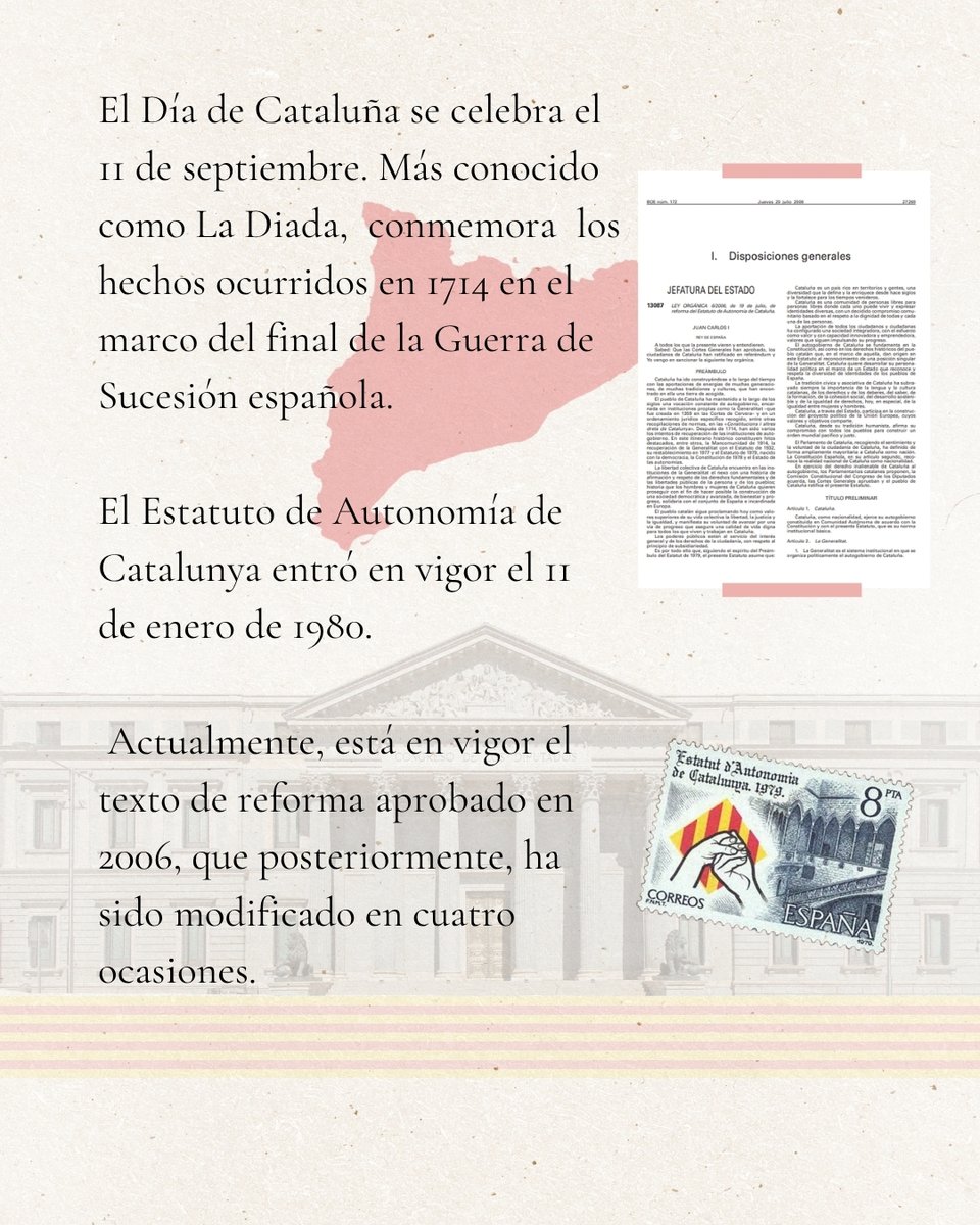 Congreso_Es's tweet photo. ❤️💛❤️💛 ¡Feliz Día de Cataluña! Bona Diada de Catalunya! ❤️💛❤️💛 

🗓️Cada 11 de septiembre se celebra la Diada. 

La fecha conmemora los hechos ocurridos en 1714 en el marco del final de la Guerra de Sucesión española. En 1980, se proclamó oficialmente como fiesta. https://t.co/hlhjFJiSpR