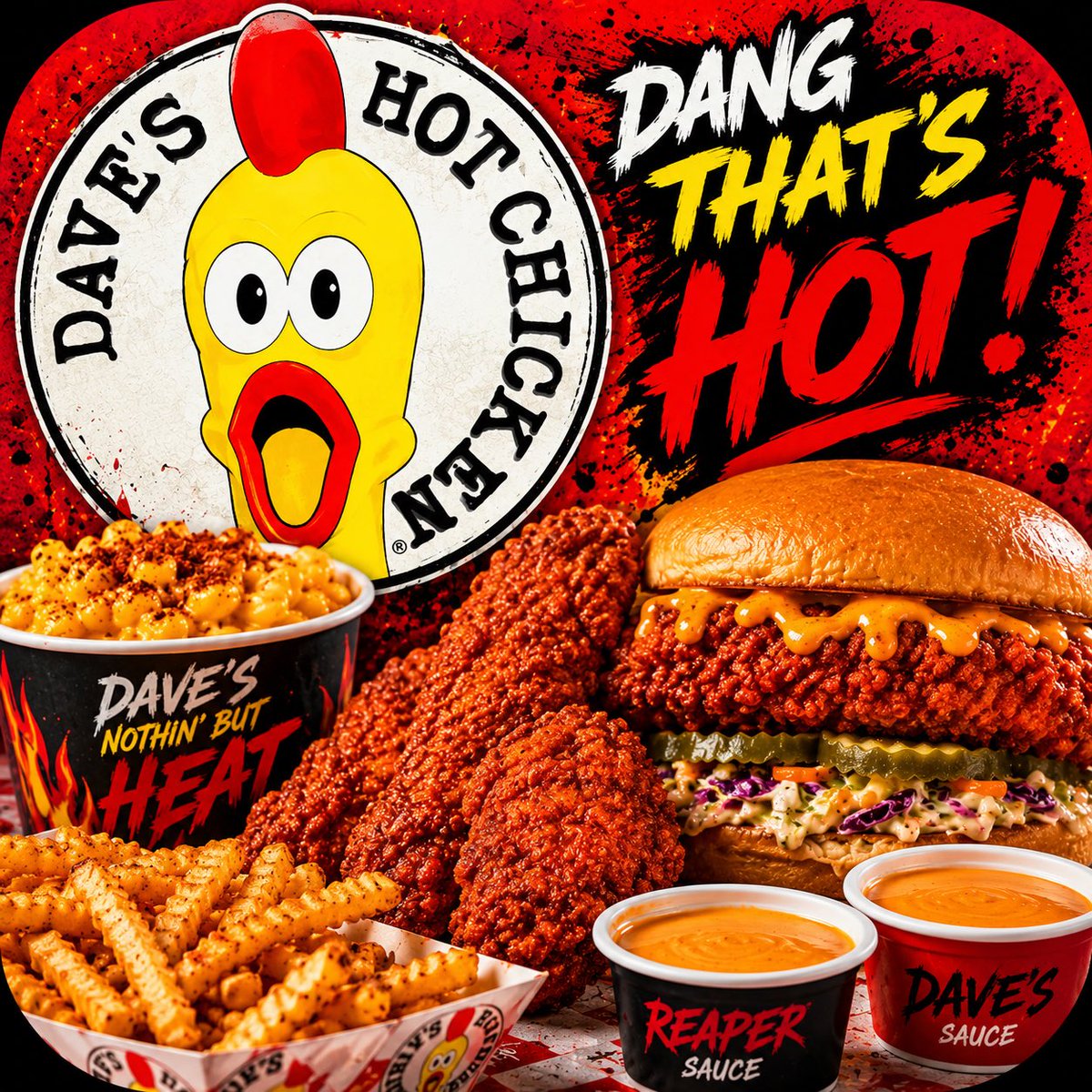 appiconsiphone's tweet photo. DAVE’S REALLY SAID “pick your heat level &amp; meet your maker” 😭🔥🐔 that crunch is LOUD through the screen 

(っ˘ڡ˘ς)🍗💥 

which plate you demolishing first? 👀

#DavesHotChicken #HotChicken #Foodie #AppIcons #CustomIcons #iOS https://t.co/FnJmvc0k6n