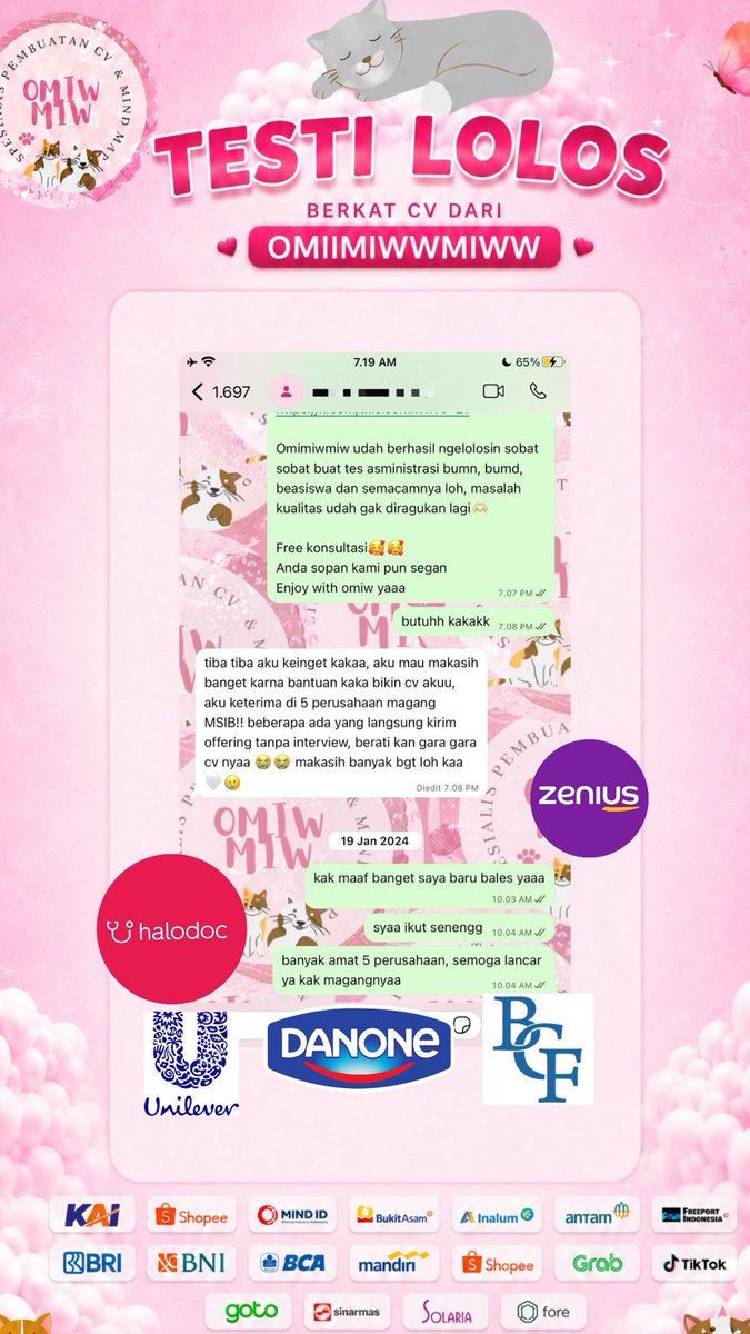 gluewys's tweet photo. adaa kak, ini bisa bangettt 🥹💗
JASA JOKI BIKIN &amp; BUAT CV ATS
https://t.co/gKXrg13YwS

🔥 8.500+ TESTI
👩🏻‍💼 Dikerjakan langsung HR aktif (bisa cek kredibilitas ✅)
🎯 Dibuat sesuai POV recruiter
🏆 Banyak testi LOLOS BUMN, MagangHub, KAI, Shopee, BCA, BRI, Mandiri, BI &amp; OJK https://t.co/YMxslWDnxx
