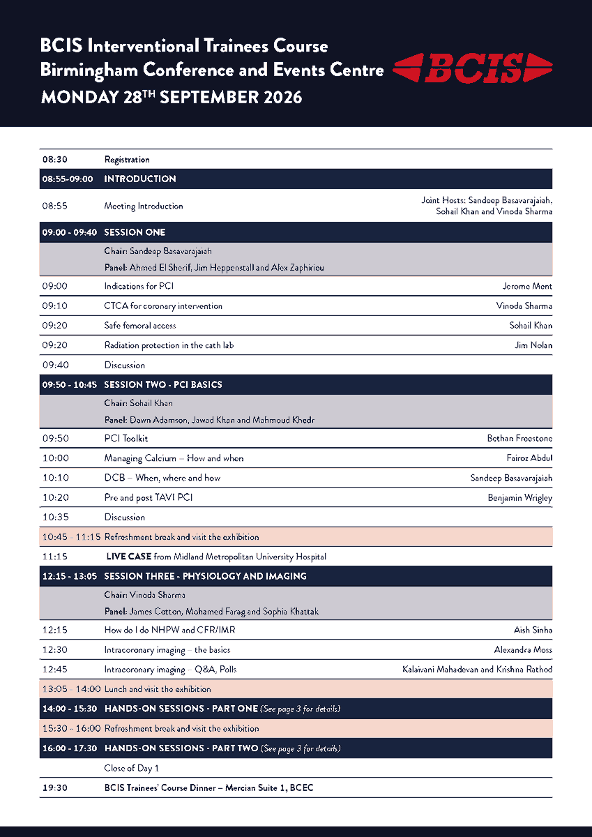 BCIS_uk's tweet photo. Only 13 places left at the BCIS Interventional Trainees Conference 2026 ⚠️
28–29 September · Birmingham. Don't miss out.
Register: https://t.co/zLw3HE9NsA
#BCIS #TraineeCardiology #InterventionalCardiology
#BCIS #TraineeCardiology #InterventionalCardiology #BCISTrainees https://t.co/IXSpnoUj1P