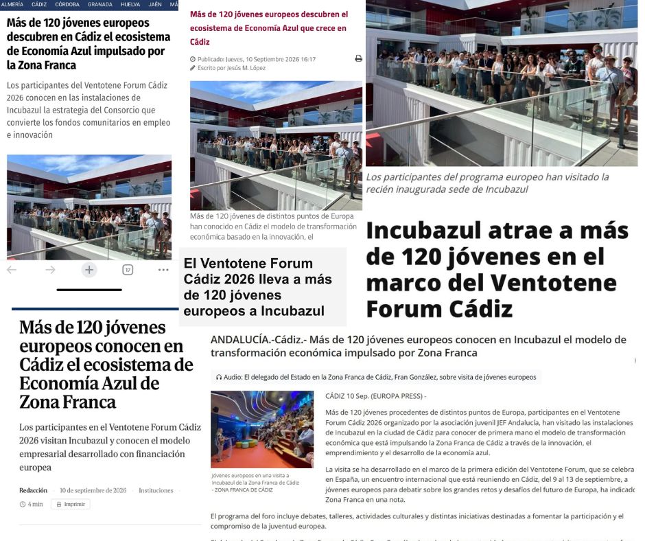 ZFCadiz's tweet photo. 🗞️📻📺 Los medios de comunicación se hacen eco de la visita de un grupo de más de 120 jóvenes europeos a nuestro edificio #ZonaBase @IncubazulCadiz para conocer nuestro ecosistema de #EconomíaAzul e #innovación.
#mediosdecomunicacion https://t.co/4hgOC3vM68