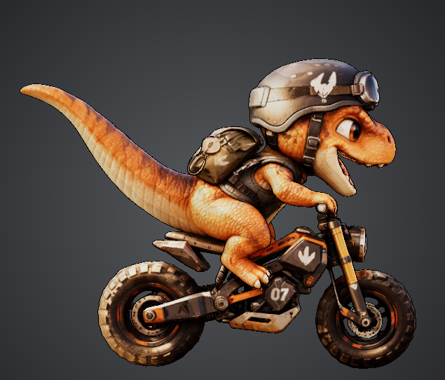 BuildWithND's tweet photo. 🦖 REXRIOT 🏍️

Cute face. Sharp teeth. Full throttle.

A chibi T-Rex built for adventure, riding a rugged custom mini-bike with a fierce little attitude.

Built with @tripoai 

#tripoai #tripop2 #AI3D #3DModeling #Chibi #Dino #TyrannosaurusRex https://t.co/ddRI2uRGv5