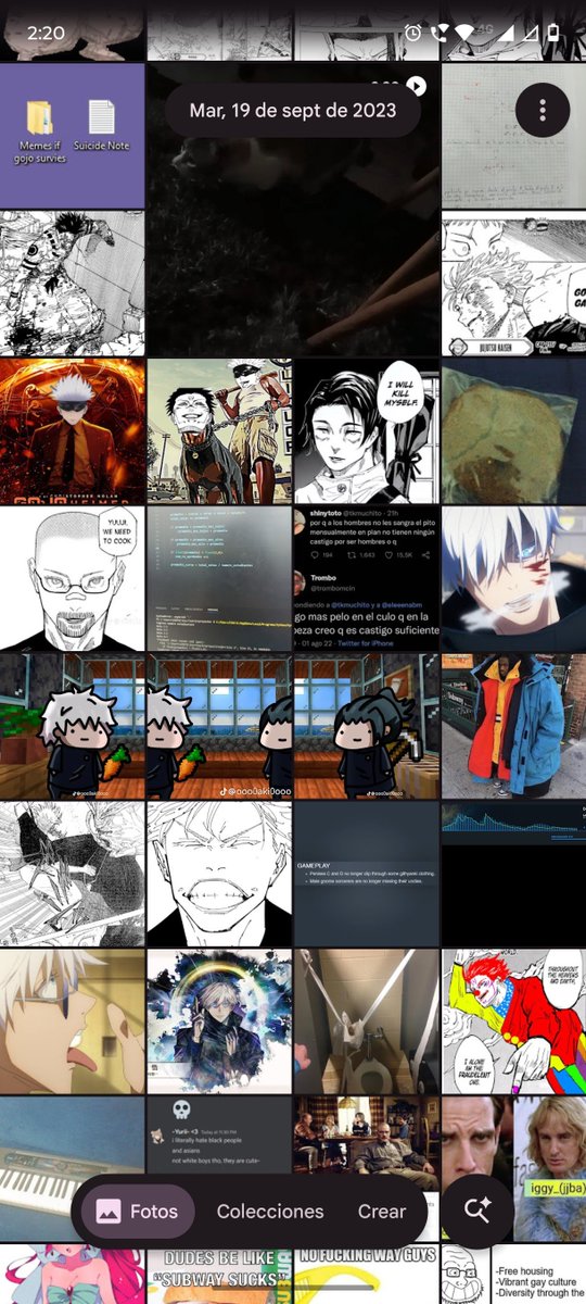 jane_moriarty_'s tweet photo. @KenjakuFan Mi galería antes del accidente que me hizo llorar y no ir a clases (amo a gojo) comprueban este post https://t.co/HIo6aqIRKt