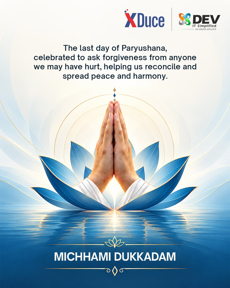 DEVITPL's tweet photo. Forgiveness is about choosing peace over resentment and compassion over hurt. π
On Samvatsari, may we find the humility to seek forgiveness, the grace to forgive, and the wisdom to move forward.
#MichhamiDukkadam
#Forgiveness #Peace #Harmony #DEVIT https://t.co/HRvtDf8EGL
