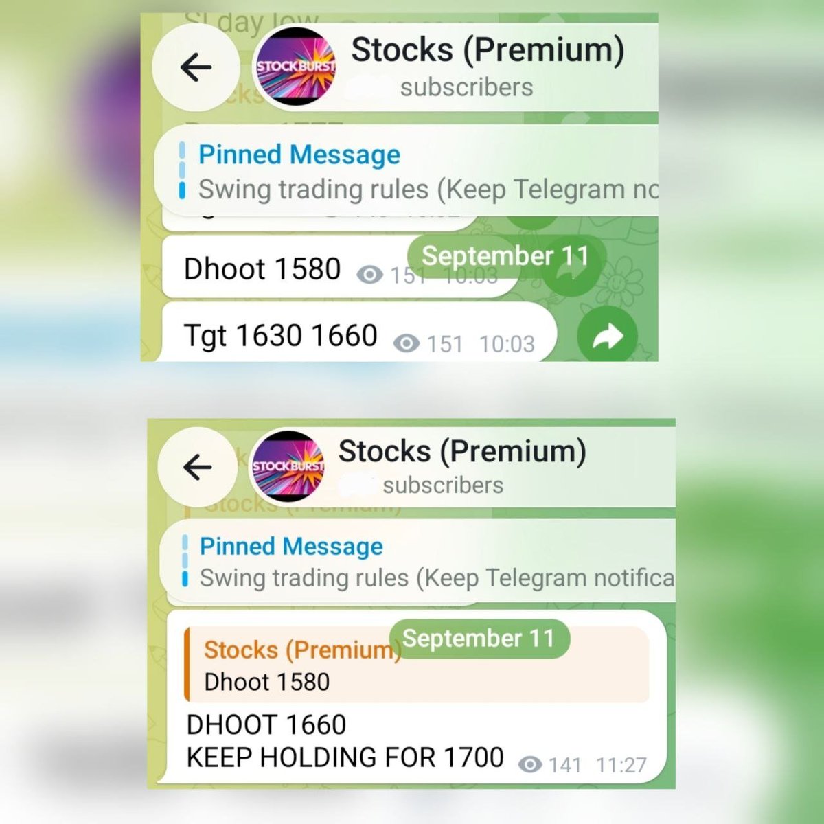 stockburst9's tweet photo. 🔥 11 SEPTEMBER PERFORMANCE 🔥
🚀 #PINELABS — ₹174 ➡️ ₹200 (+14.94%) 📈
💥 #DHOOT — ₹1580 ➡️ ₹1728 (+9.37%) 📈
⚡ #ANLON — ₹18.9 ➡️ ₹20 (+5.82%) 📈
🚀 #FINOLEX — ₹1300 ➡️ ₹1500 (+15.38%) 📈 https://t.co/EERzsR4KRG