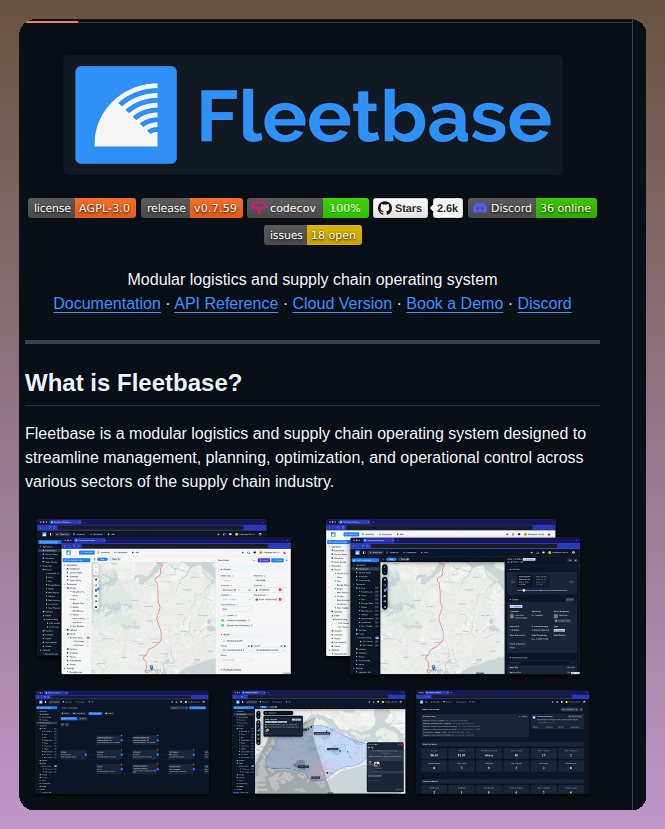tom_doerr's tweet photo. Track deliveries, optimize shipping routes, and manage fleet logistics using the modular Fleetbase platform.

https://t.co/e0mGQNHeHo https://t.co/XGIVNyIy4M
