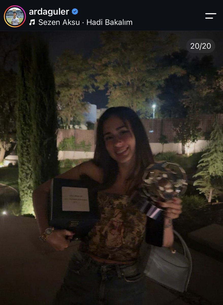 MadridXtra's tweet photo. Arda Güler’s girlfriend with his UEFA award. 🤍 https://t.co/iU39G0KQDu