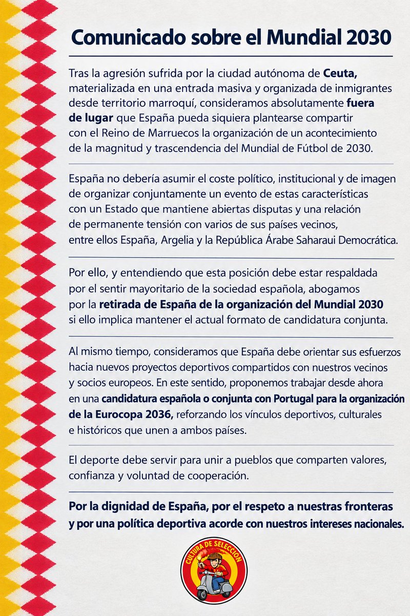 conlaseleccion's tweet photo. 🇪🇸 COMUNICADO | Mundial 2030 https://t.co/CoGVxhRswI
